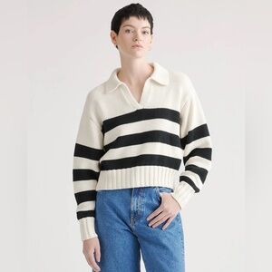 Quince 100% organic cropped polo sweater